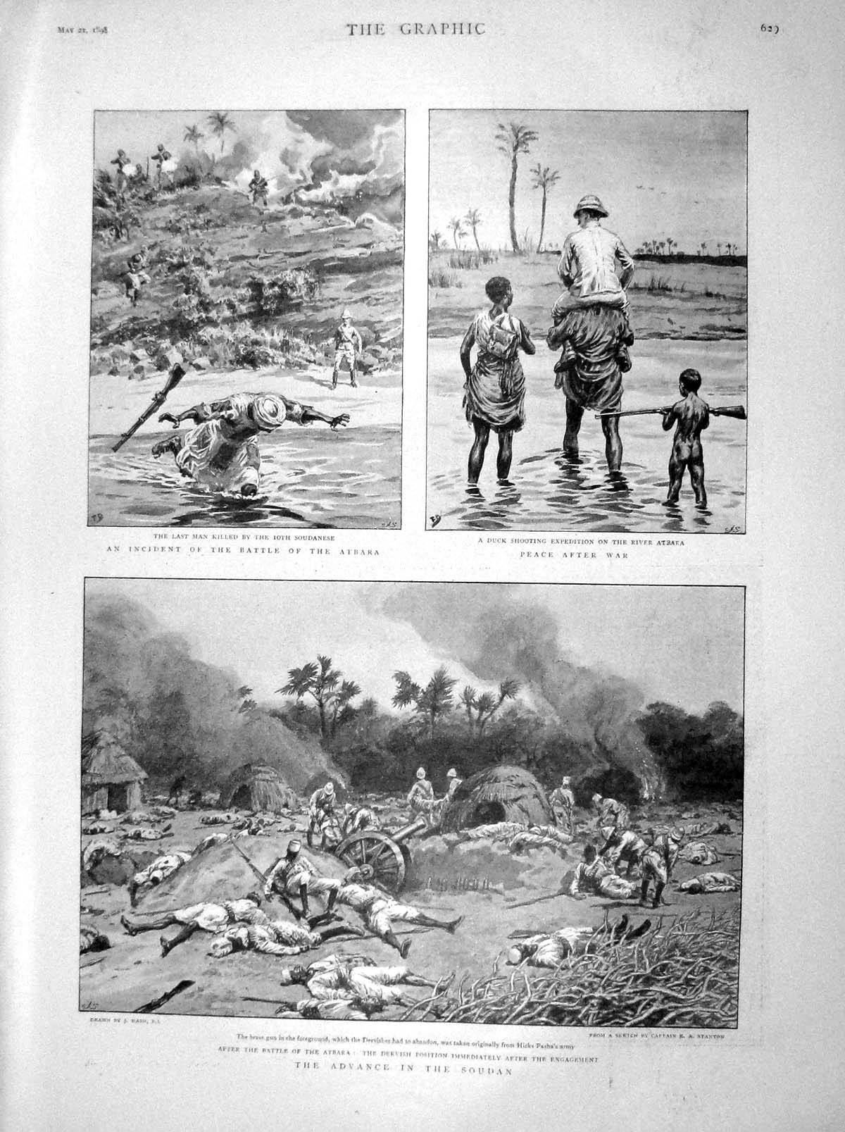 Old Antique Print 1898 Spanish-American War Bolinao Atbara Duck Shooting 19th