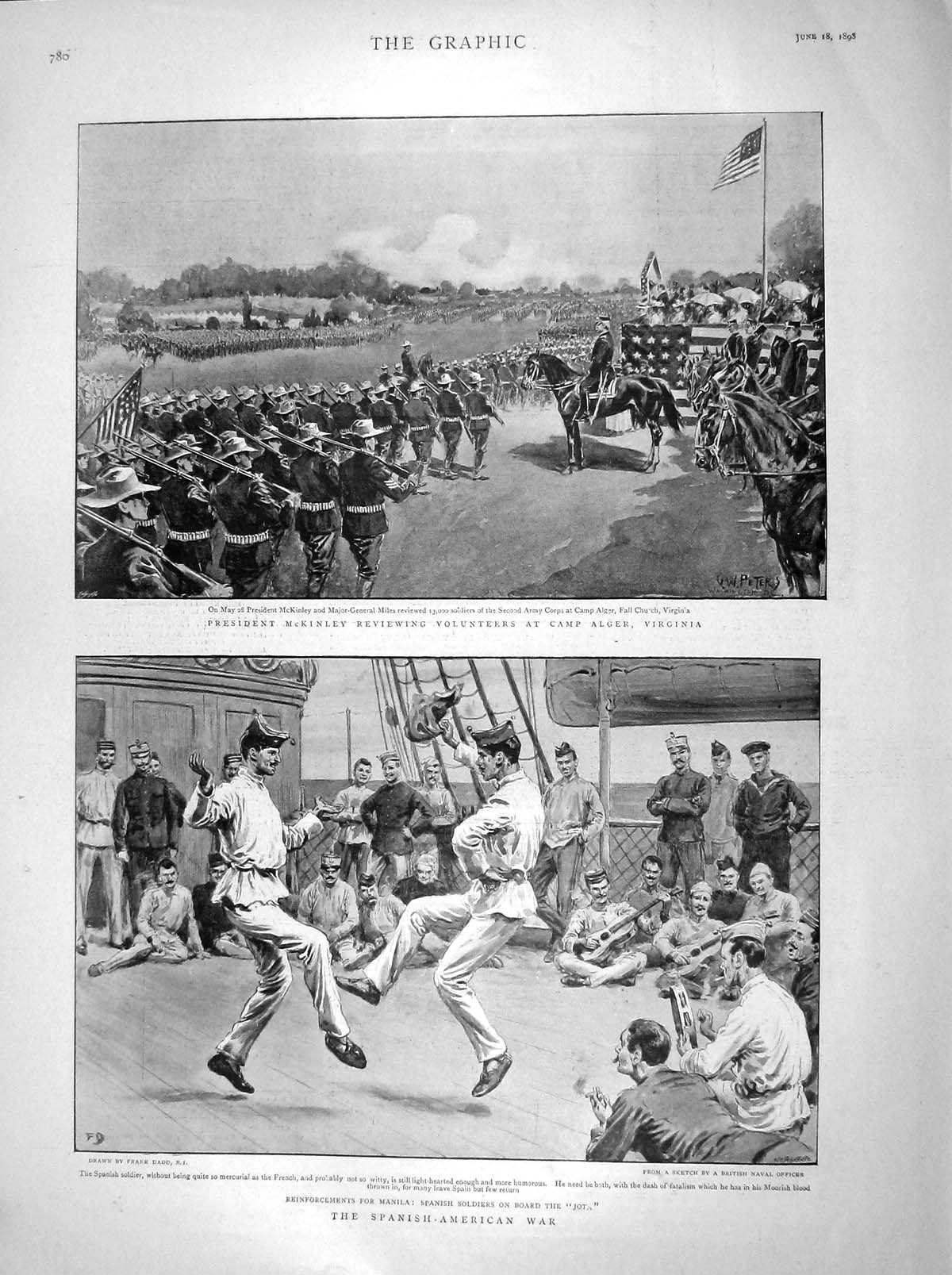 Old Antique Print 1898 Spanish-American War Ship Jot Alger Sampson Tampa 19th