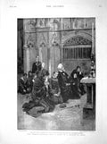 Original Old Antique Print 1898 Spanish-America War Merrimac Ship Church Cadiz