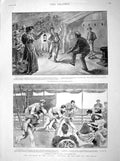 Original Old Antique Print 1898 Mail Liner Ship Brindisi Arithmetic Race Sport