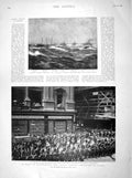 Old Antique Print 1898 America War Ships Indiana Newport Corpus Christi 19th