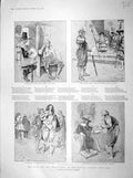 Original Old Antique Print 1898 King Countryman Yeomen Noble Man Shilling 19th