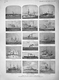 Original Old Antique Print 1898 America Ships Alabama Monterey Dolphin Santiago