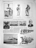 Old Antique Print 1898 Cuba War Gomez Blanco Morro Ships Olympia Velasco 19th