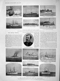 Old Antique Print 1898 Schley Ships War Texas Furor Columbia Map Havana 19th