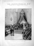 Old Antique Print 1898 Queen Regent Cortes Spanish-American War Alfonso 19th