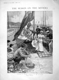 Old Antique Print 1898 Yachting Cannes Quay France Prince Wales Lambert 19th
