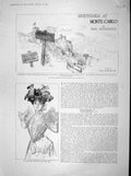 Old Antique Print 1898 Monte Carlo Nice France Croupier Gambling Casino 19th
