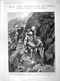 Original Old Antique Print 1898 War India Tirah Bazar Valley Gurkhas Sholapore