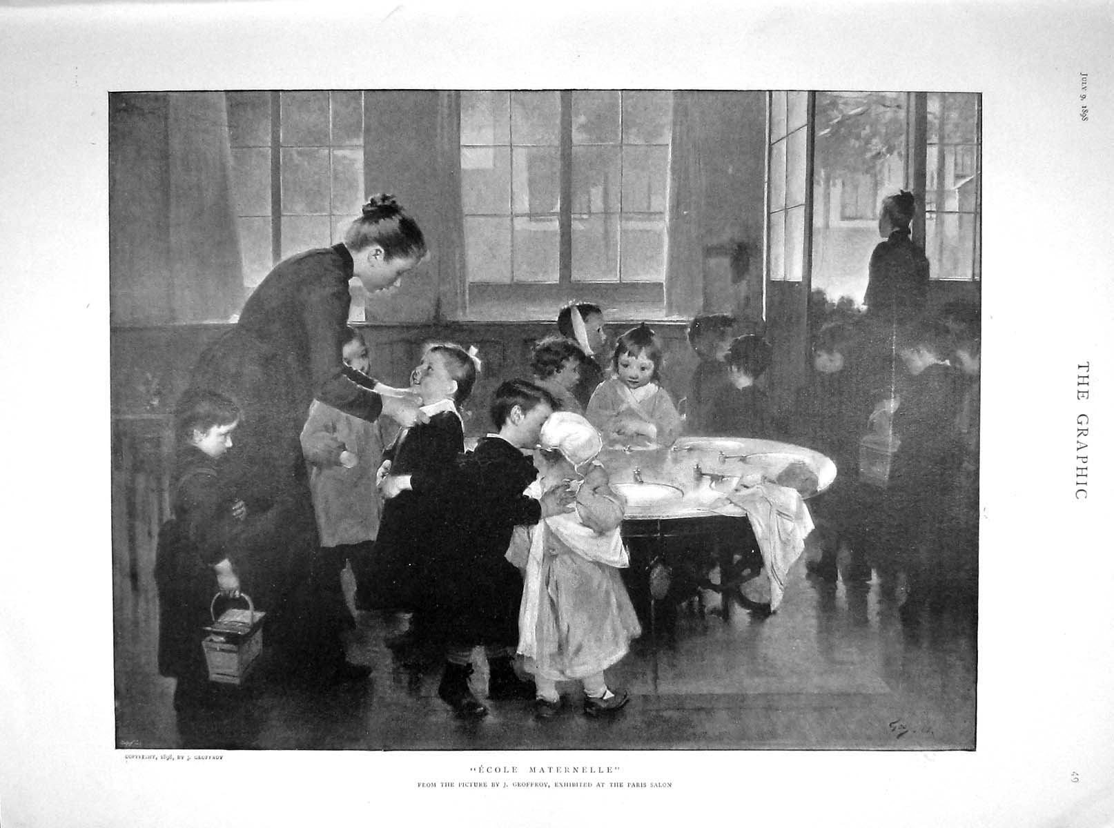 Old Antique Print 1898 Ecole Maternelle Children Baiquiri Linares Shafter 19th
