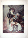 Original Old Antique Print 1898 Colour Children Christmas Grandfather Visit
