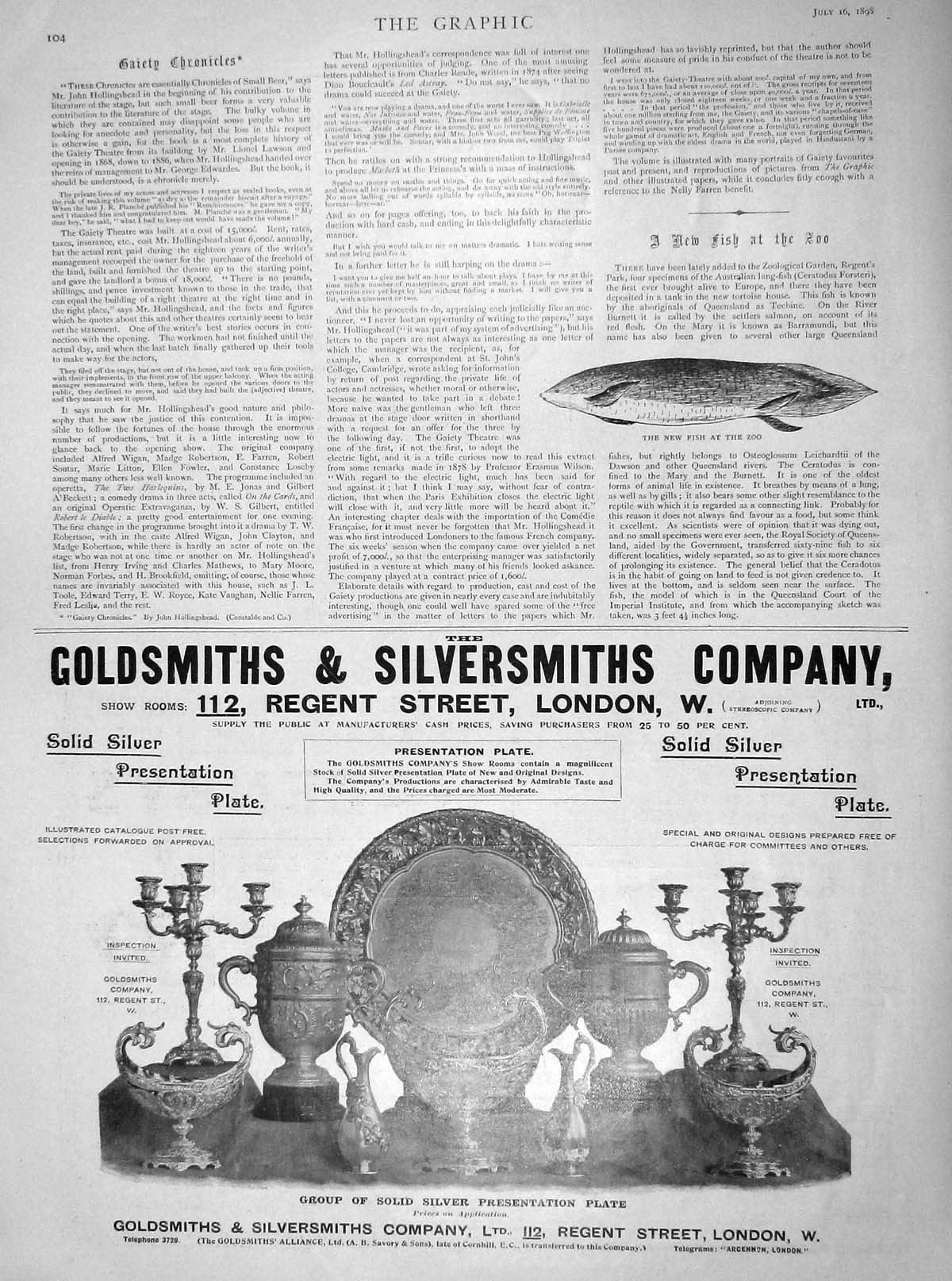 Original Old Antique Print 1898 Fish Zoological Garden Australian Lung-Fish