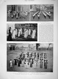 Old Antique Print 1898 Gymnasts Cairo Egyptians Nurses Monson Ship Guns 19th