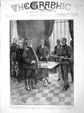 Original Old Antique Print 1898 Santiago General Toral Shafter Governor Palace