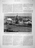 Original Old Antique Print 1898 Tsar Monument Alexander Moscow Skating Elephant