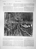 Original Old Antique Print 1898 Queen Wilhelmina Amsterdam Ferry Passengers