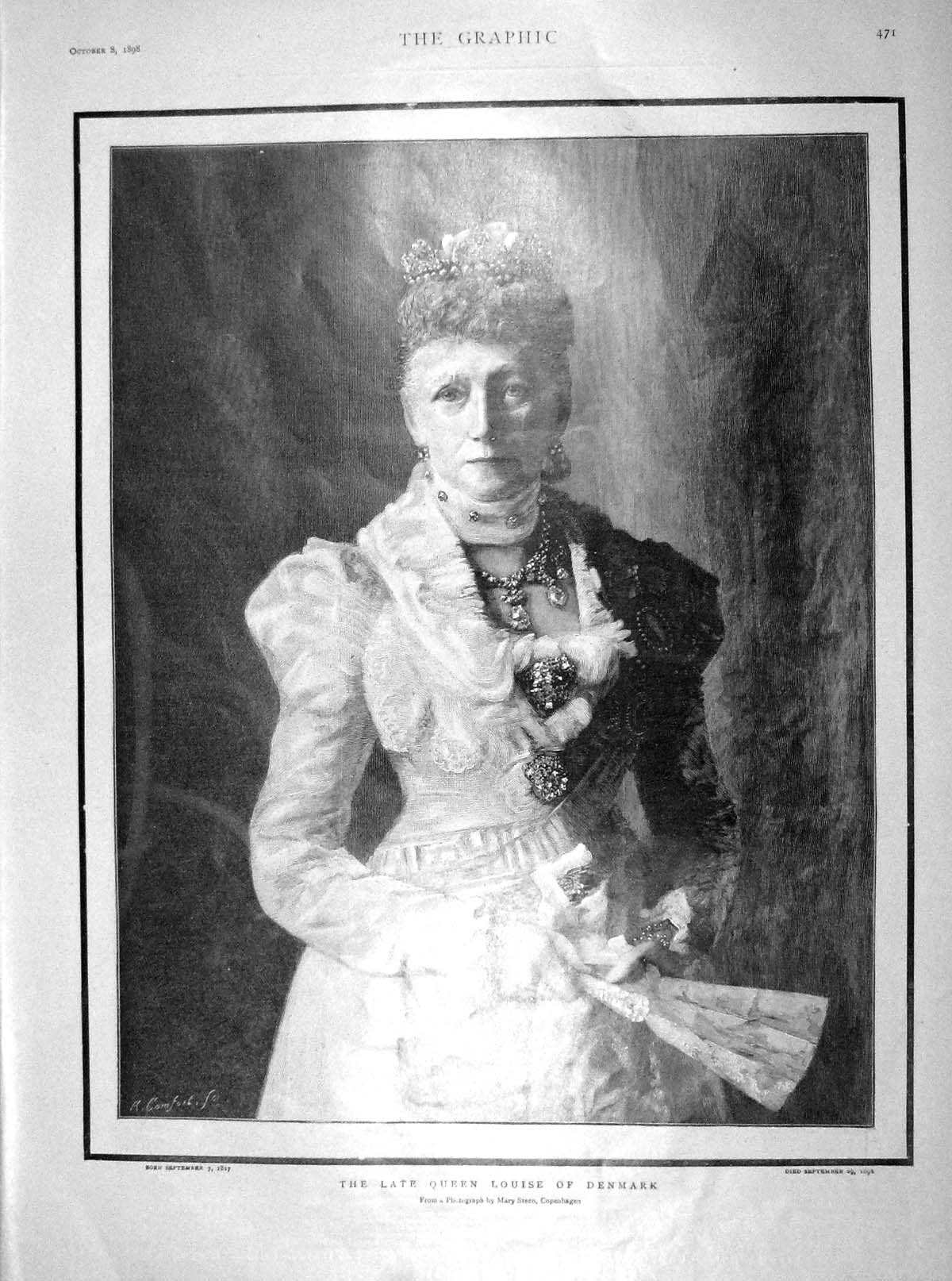 Old Antique Print 1898 Queen Louise Denmark Crete Candia Rudyard Kipling 19th