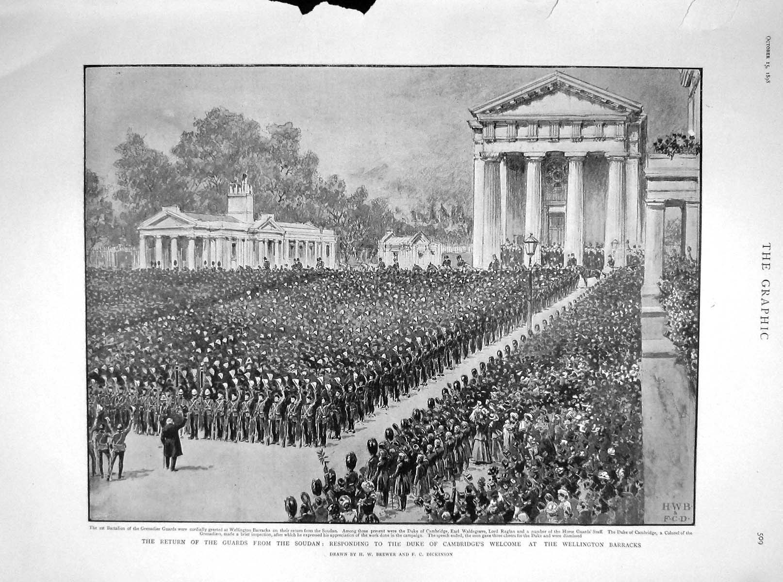 Old Antique Print 1898 Guards Soudan War Duke Cambridge Wellington Tibet 19th