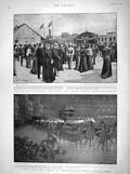Old Antique Print 1898 Funeral Queen Denmark Roskilde Cathedral Gjentofte 19th