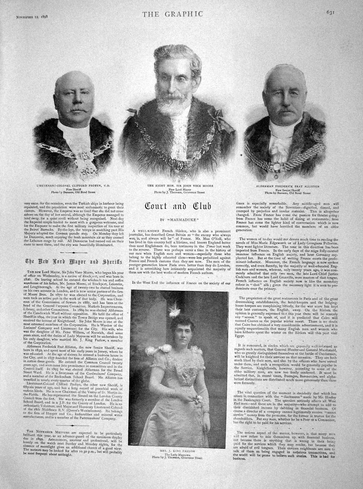 Old Antique Print 1898 Mrs Farlow Probyn Moore Alliston Jerusalem Kaiser 19th