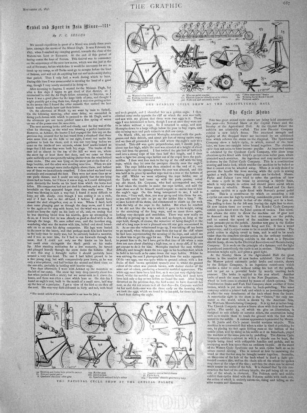 Original Old Antique Print 1898 Stanley National Cycle Show Agricultural Hall