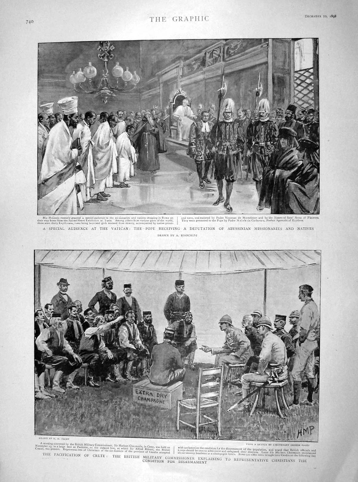 Old Antique Print 1898 Vatican Pope Abyssiania Crete Motor-Car Paris Cabs 19th