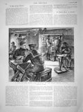 Original Old Antique Print 1898 Ship Sands Interior Beach House Caister Sailors