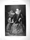 Original Old Antique Print 1898 Susanna Fourment Daughter Catherine Portrait