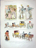 Original Old Antique Print 1898 Colour Story Aunt Keziah Elopement Horses 19th
