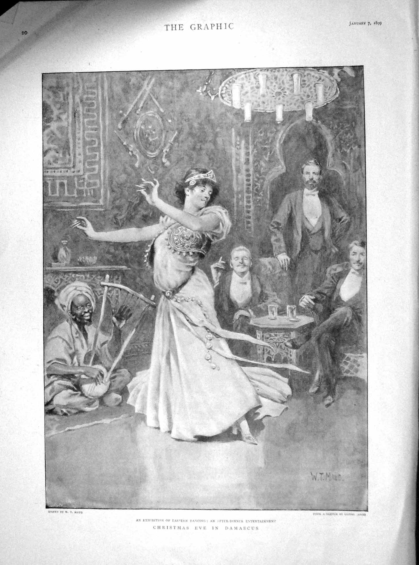 Old Antique Print 1899 Christmas Dance Damascus Byrne Muller Choate Price 19th