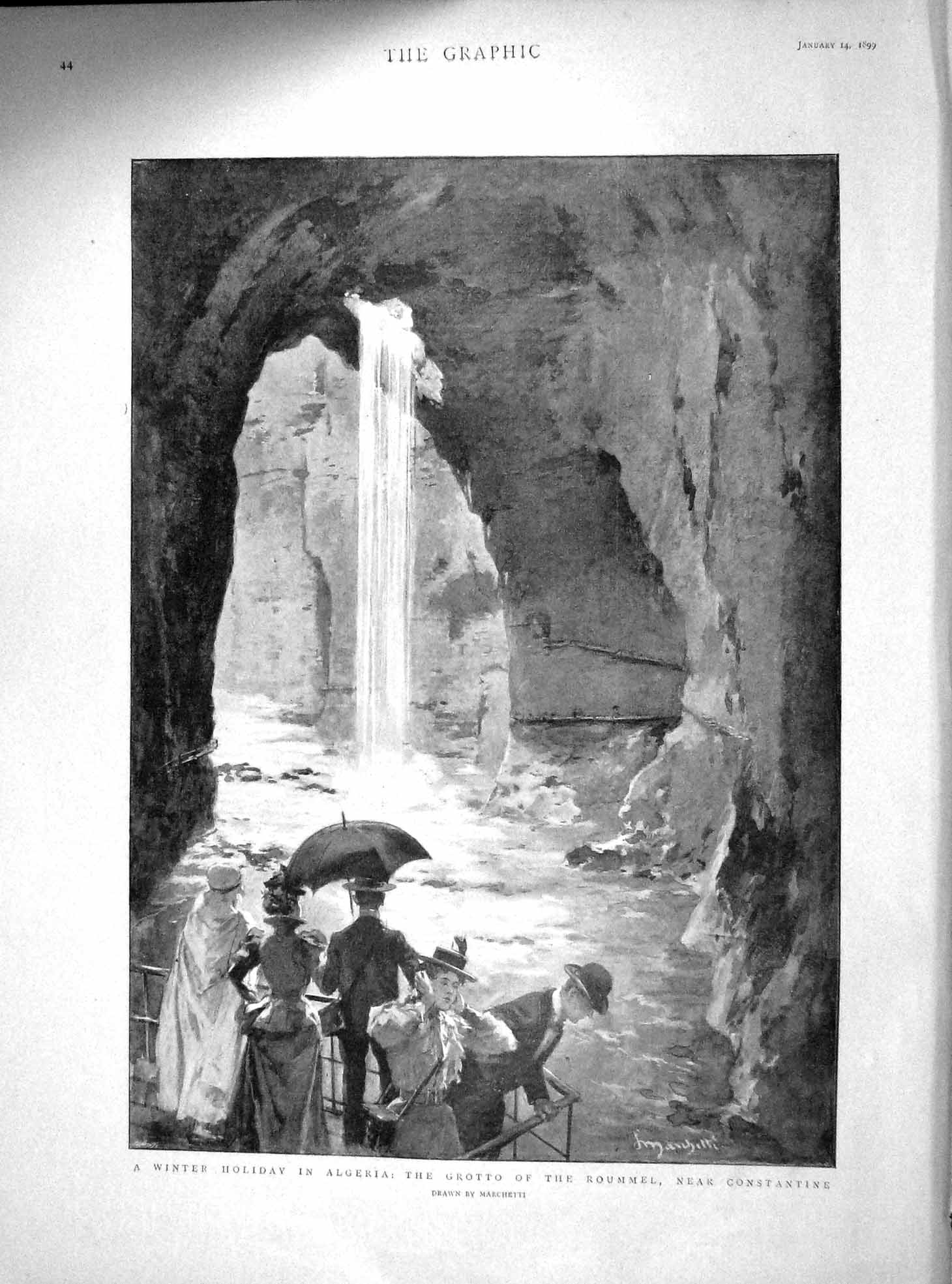 Old Antique Print 1899 Grotto Roummel Algeria Bismarck Mausoleum Prince 19th