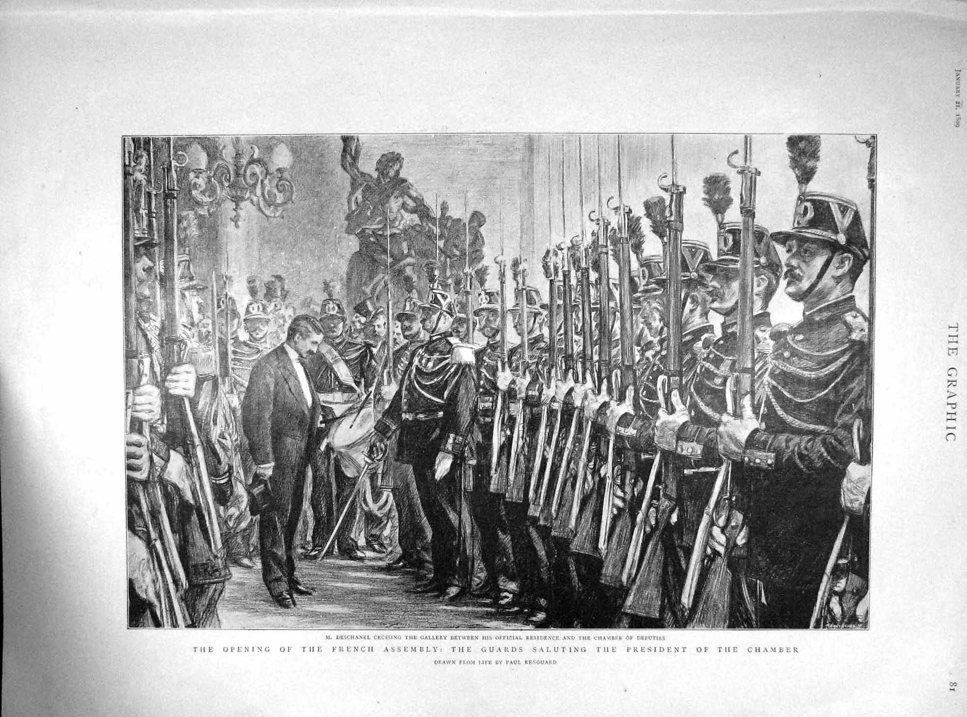 Old Antique Print 1899 Deschanel French Assembly Chamber Pondoland Oyster 19th