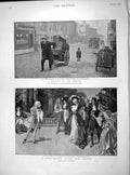 Original Old Antique Print 1899 Court Theatre Poulett East Breton Cope L 19th