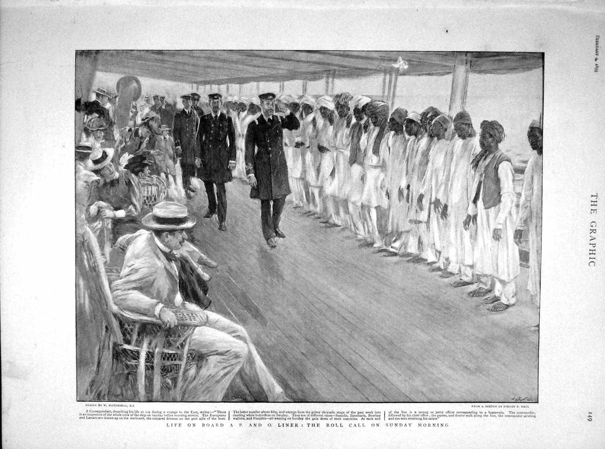 Old Antique Print 1899 P And O Liner Ship Princess Bulgaria Lord Curzon 19th