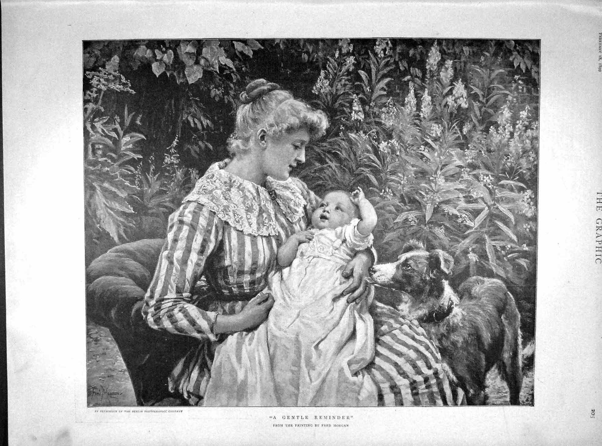 Original Old Antique Print 1899 Mother Baby Dog Andree Polar Balloon Strindberg