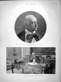 Old Antique Print 1899 Felix Faure French Republic Private Study Elysee 19th