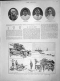Original Old Antique Print 1899 Civil War Samoa Mataafa Tanu Tamases Gaunt 19th