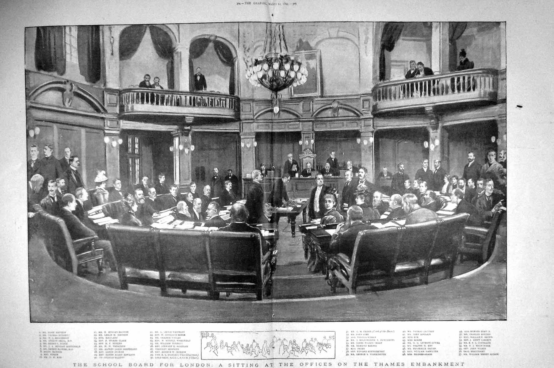 Antique Old Print 1899 School Board London Stanley Reay Croad Kidson Lobb 19th