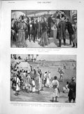 Original Old Antique Print 1899 Ritchie Railway London Cricket Soudan Khartoum