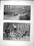 Original Old Antique Print 1899 Toulon Disaster Funeral Comedy Theatre Clorinda