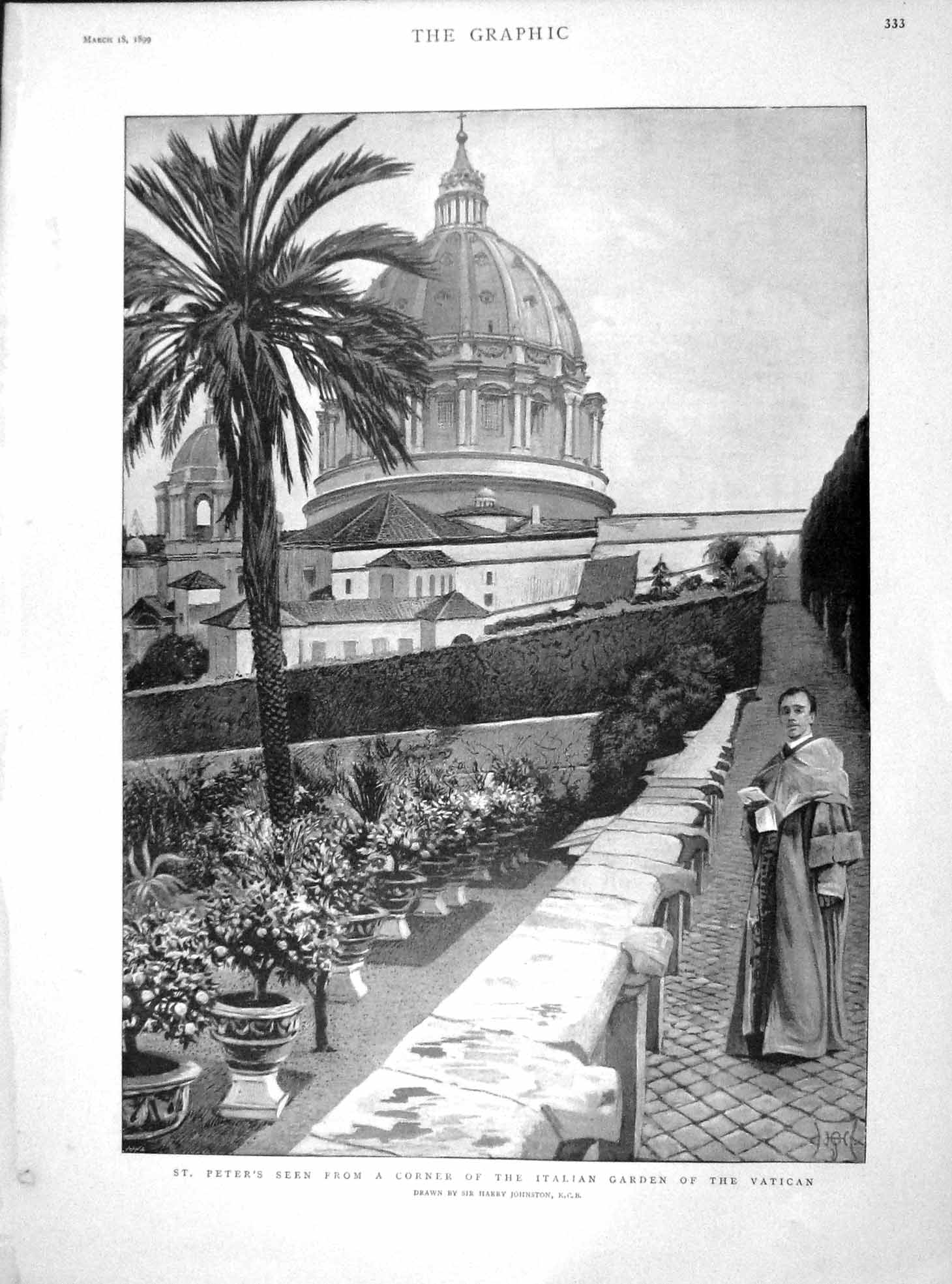 Original Old Antique Print 1899 St. Peters Vatican Rome Dowager Empress China
