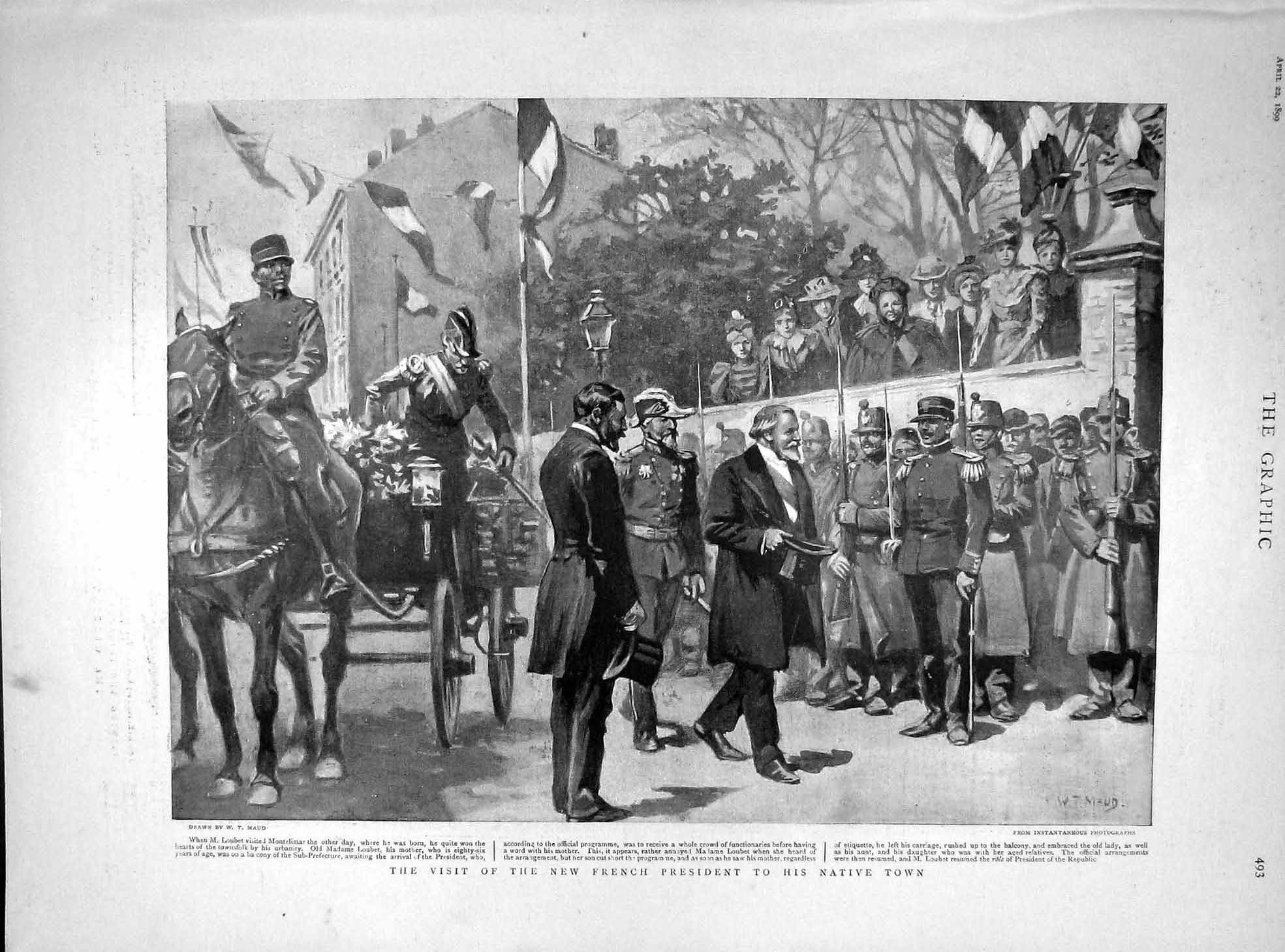 Old Antique Print 1899 French President Loubet Montelimar Earl Rosebery 19th