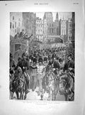 Original Old Antique Print 1899 South Wales Lancers Cstream Guards Horses 19th