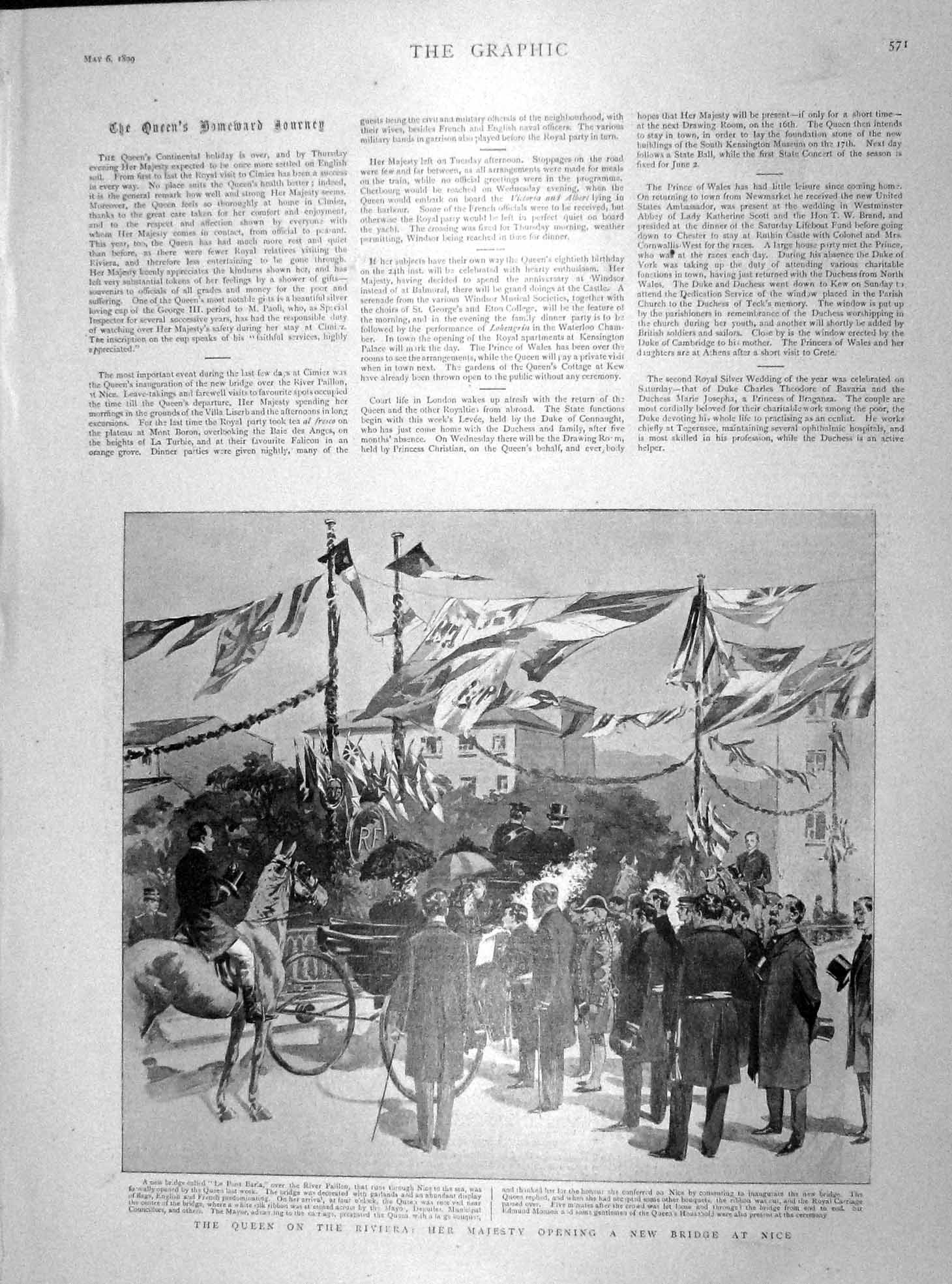 Old Antique Print 1899 Queen Riviera Nice France Samoa Foraging Apia Bush 19th