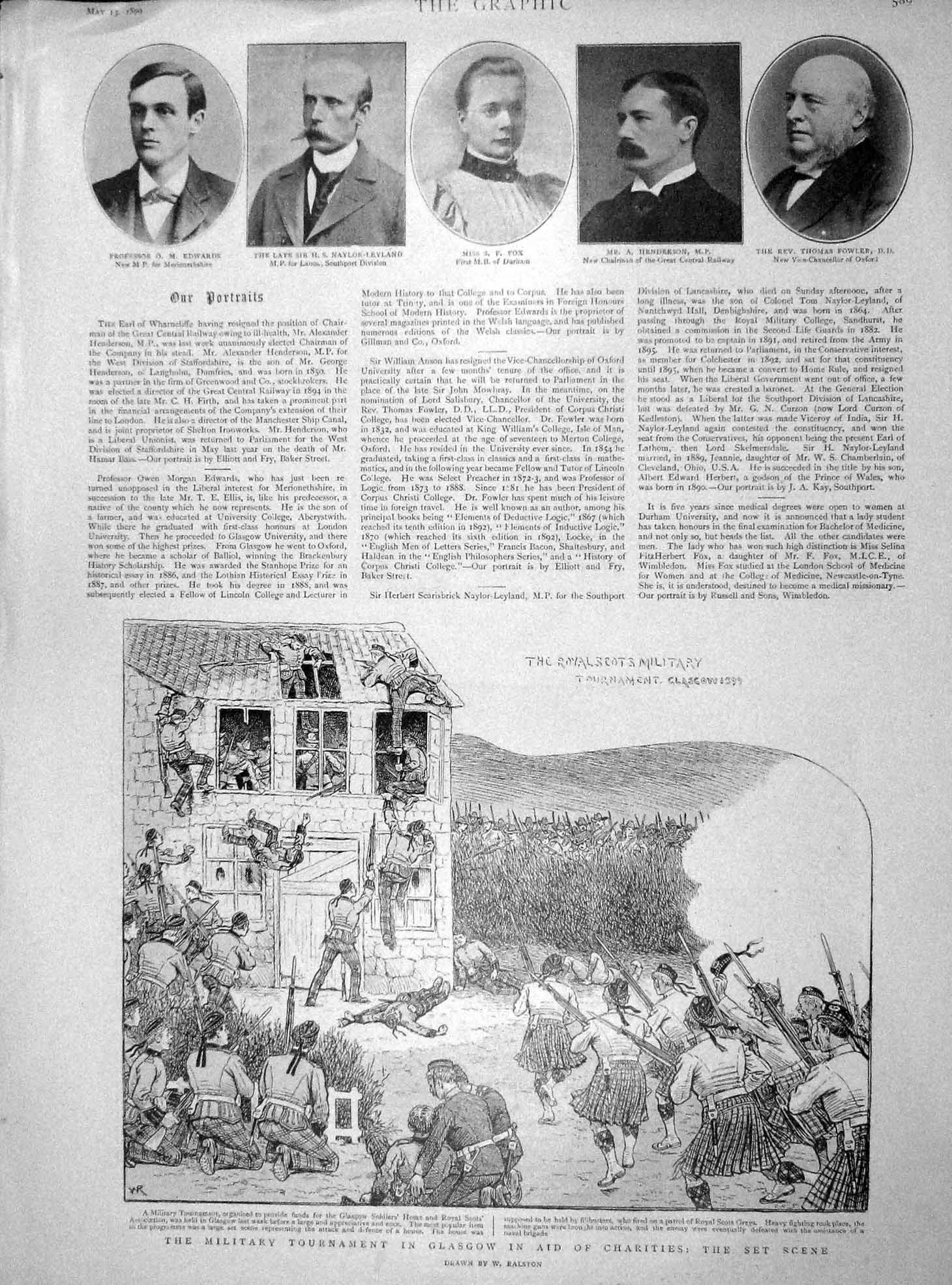 Original Old Antique Print 1899 Glasgow Siers Fox Henderson Piccaninny Earl'S