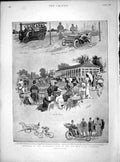 Original Old Antique Print 1899 Automobile Show Motor Car Deer Park Richmond