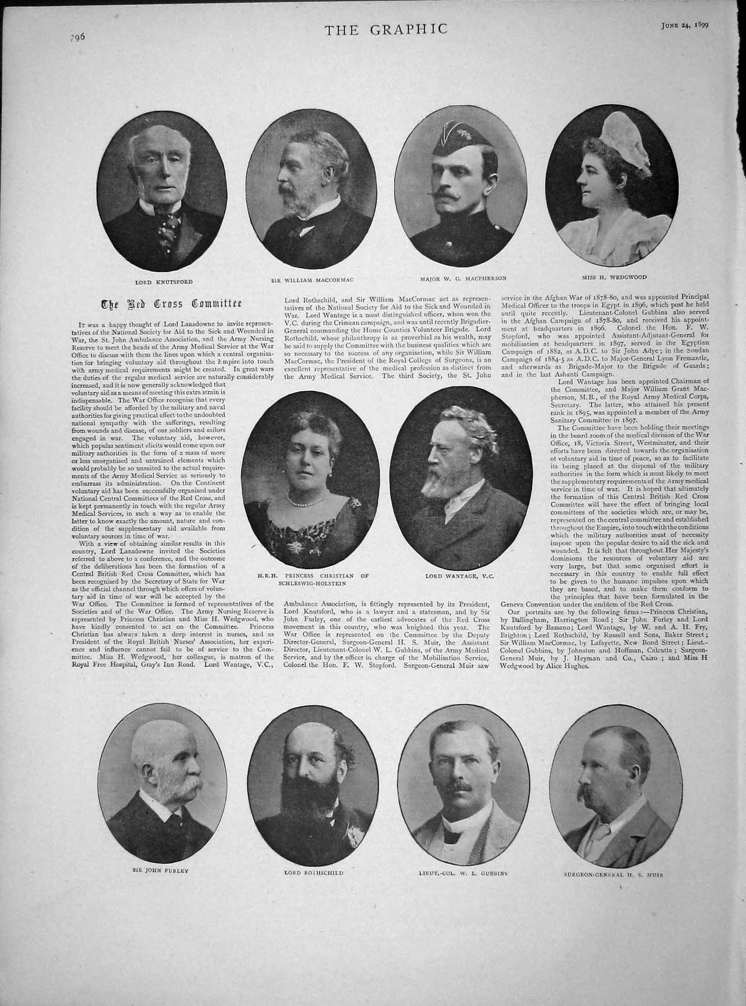 Original Old Antique Print 1899 Knutsford Maccormac Machperson Princess Muir