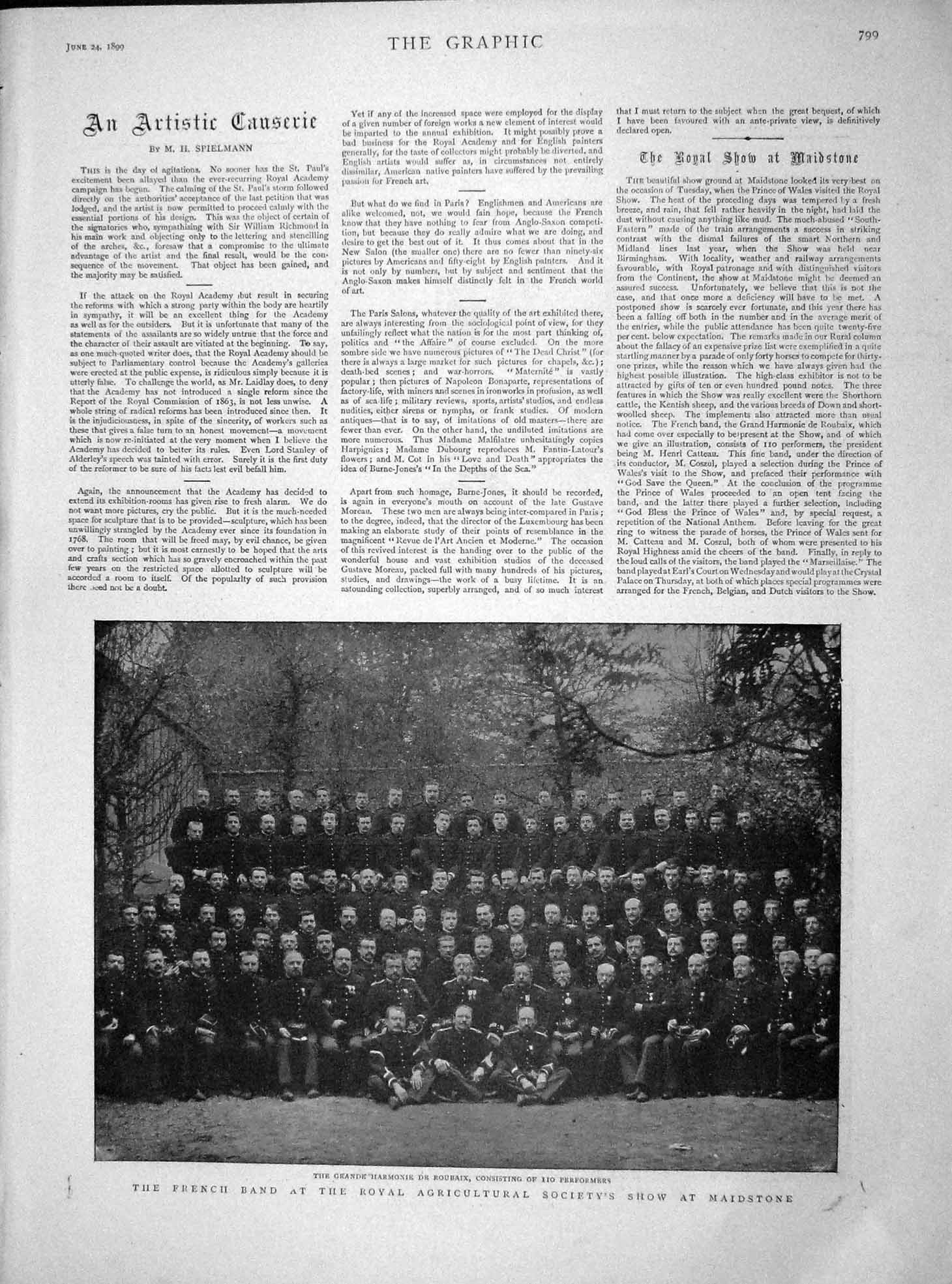 Original Old Antique Print 1899 French Band Maidstone British Pavilion Paris