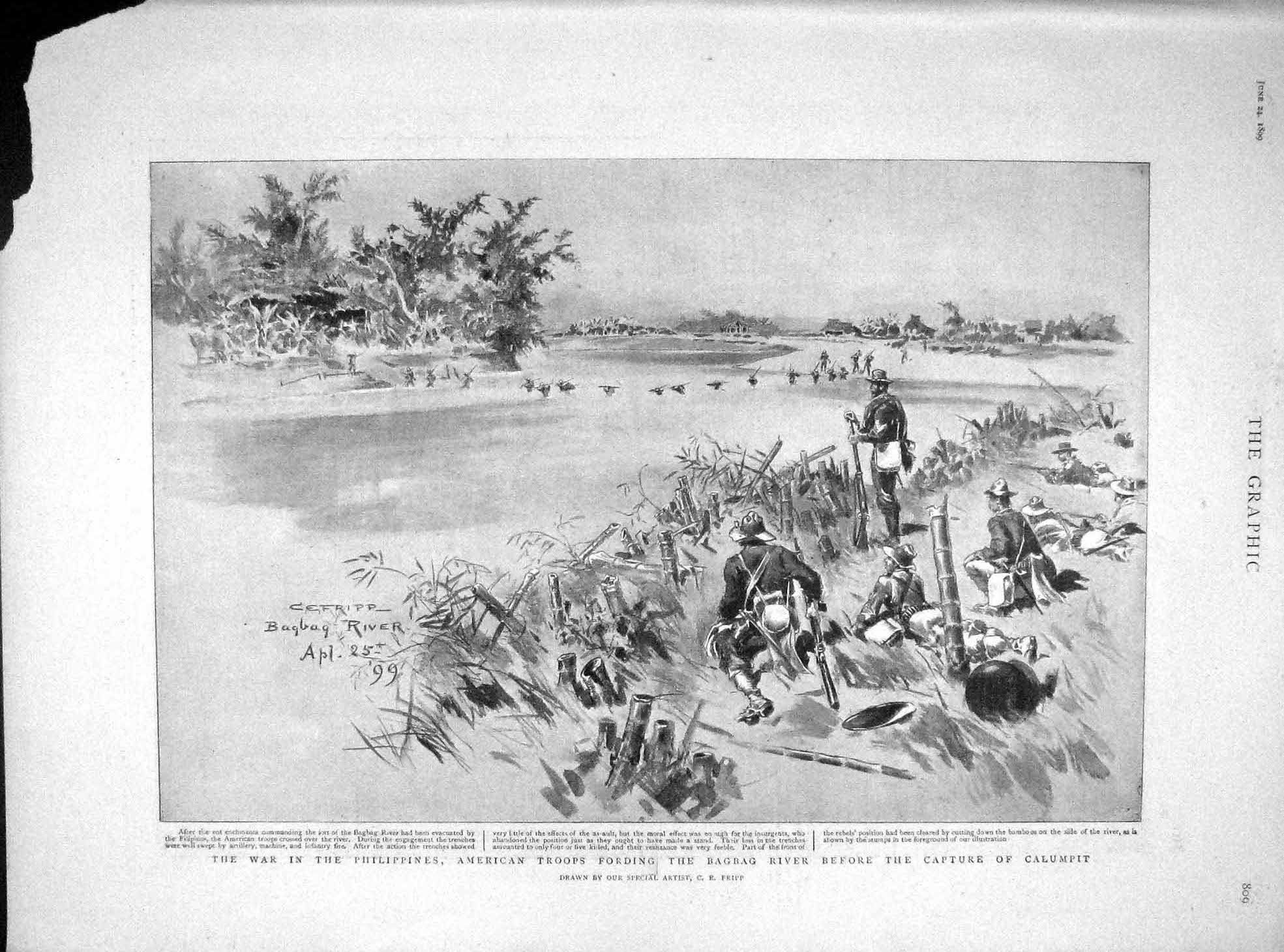 Old Antique Print 1899 War Philippines America Army Calumpit Tennis Duke 19th