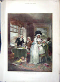 Original Old Antique Print 1899 Family Home Fruit Industry Economy Colour 19th